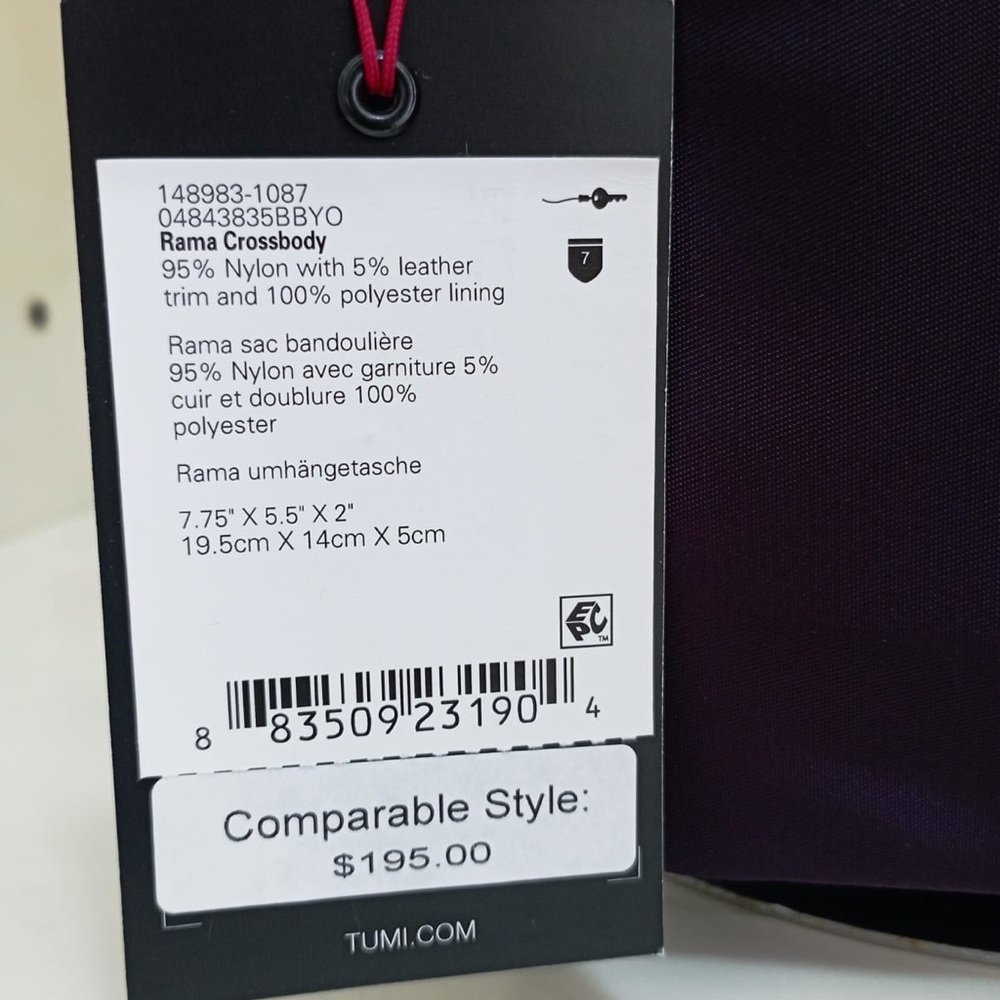 NWT TUMI Voyageur RAMA Crossbody Shoulder Purse Blackberry Purple - Picture 6 of 6